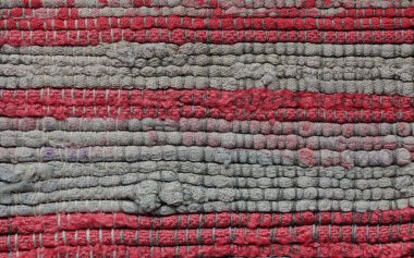 Tasarımınız, yakın çekim veya makro, doğal boya, sıfır atık bezi ve çevre dostu tekstil konsepti için kaba pamuktan örülmüş el yapımı kumaş, arka plan ve doku