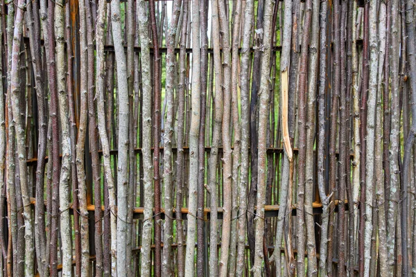 未処理の木の枝からの城壁フェンス パターン — ストック写真