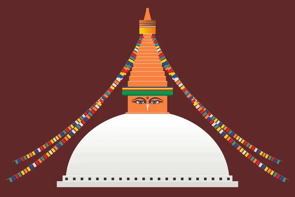 Grande Boudhanath Stupa Kathmandu Nepal — Vettoriale Stock