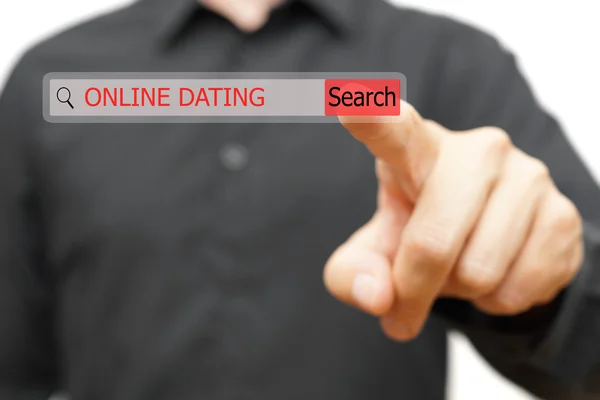 Online dating in search bar — Stock Photo, Image