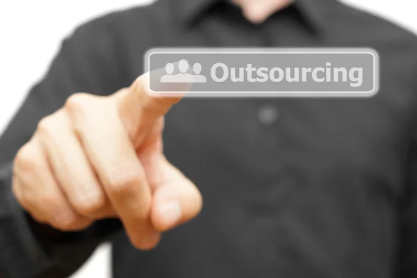 Megható outsourcing szó üzletember — Stock Fotó
