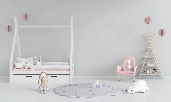 Серая Детская Спальня Макета Рендеринг — стоковое фото