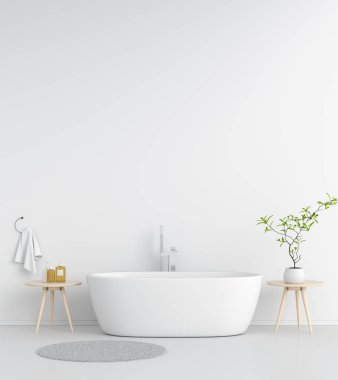 Model için beyaz banyo küveti, 3 boyutlu görüntüleme