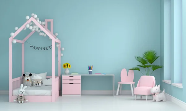 Mavi Çocuk Yatak Odası Model Için Mekan Boyutlu — Stok fotoğraf