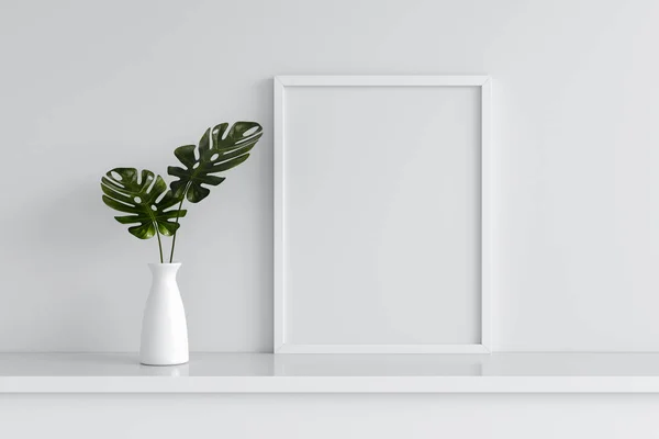 Planta Monstera Jarrón Con Marco Cuadro Maqueta Renderizado — Foto de Stock