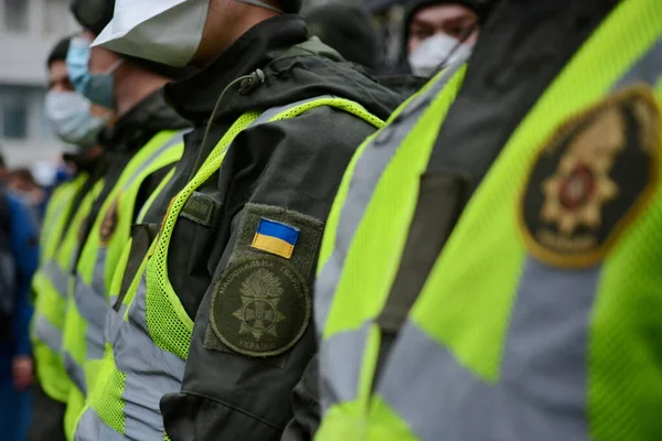 Quiiv Ucrânia Outubro 2020 Agentes Lei Durante Piquete Construção Tribunal — Fotografia de Stock