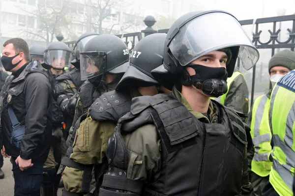 Kyiv Ukraine Octobre 2020 Les Forces Ordre Pendant Piquet Grève — Photo