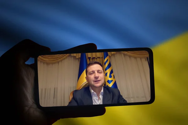 Ukraine November 2020 Ezen Fotón Illusztráció Ukrán Elnök Volodymyr Zelensky — Stock Fotó
