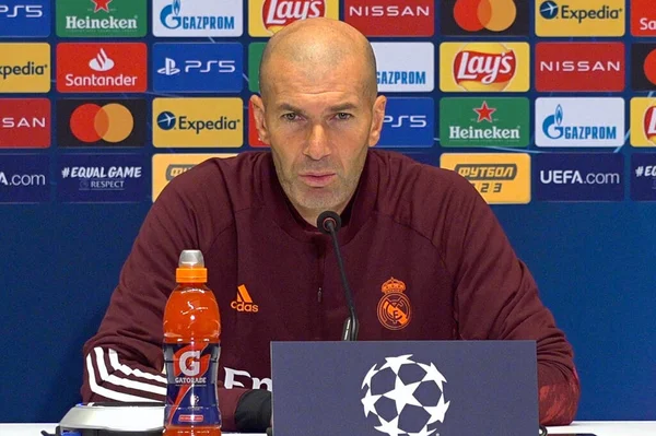 Entrenador Principal Del Real Madrid Zinedine Zidane Asiste Una Conferencia — Foto de Stock