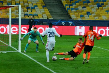 1 Aralık 2020 'de Kyiv' deki Olimpiyskiy Stadyumu 'nda oynanan UEFA Şampiyonlar Ligi B Grubu maçında Real Madrid ve Shakiyskiy Donetsk arasında oynanan karşılaşma..