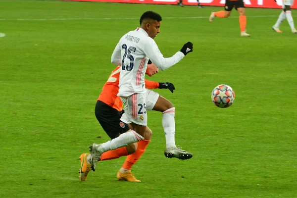 Real Madrids Rodrygo Leder Bollen Uefa Champions League Group Fotbollsmatch — Stockfoto