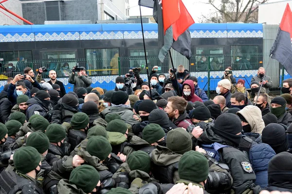 Activisten Veteranen Botsen Met Politie Pikken Pro Russische Zender Nash — Stockfoto