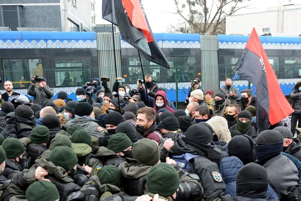 Activisten Veteranen Botsen Met Politie Pikken Pro Russische Zender Nash — Stockfoto