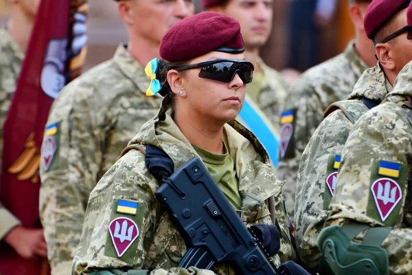 Kyiv Ukraine Sierpnia Ukraińskie Siły Zbrojne Uczestniczą Próbie Parady Wojskowej — Zdjęcie stockowe