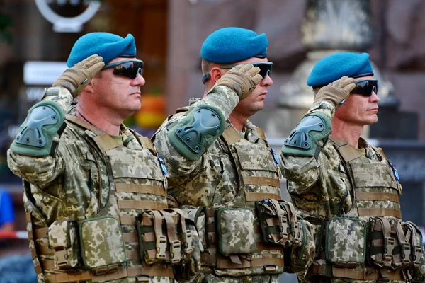 Kyiv Ukraine Sierpnia Ukraińskie Siły Zbrojne Uczestniczą Próbie Parady Wojskowej — Zdjęcie stockowe