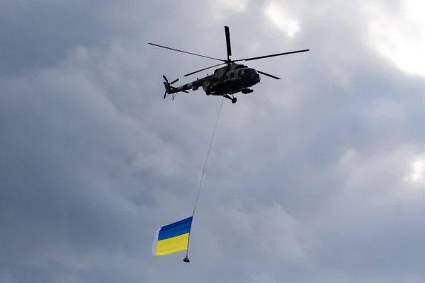 Quiiv Ucrânia Agosto 2021 Aviões Militares Ucranianos Voam Durante Ensaio — Fotografia de Stock