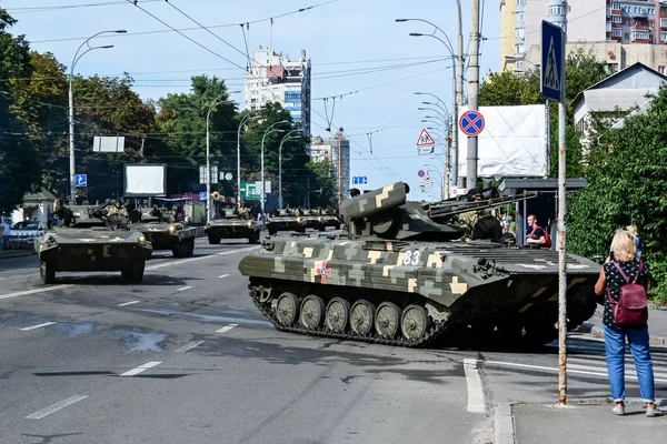 Киев Украина Августа 2021 Года Украинская Военная Техника Едет Строю — стоковое фото