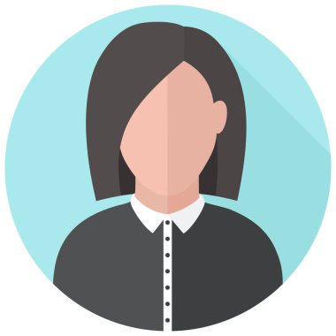 Vektör Simgesi iş kadını karakteri. Ceketli karikatür karakteri kadın. Çizimci kız avatarı düz stil