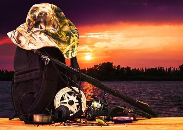 Equipamento de pesca à beira-mar — Fotografia de Stock