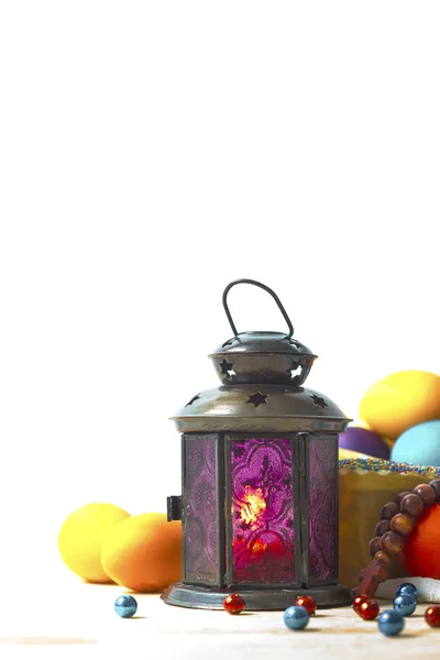 Lantern and easter eggs — Stock Photo, Image