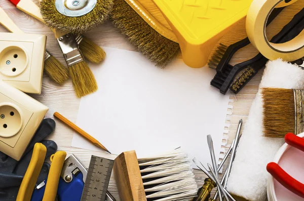 Frame van hulpmiddelen voor huisreparaties — Stockfoto