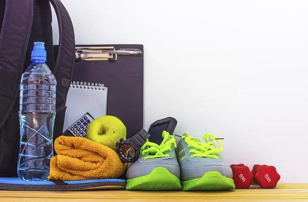 Accessories for fitness and sports in the gym — Stockfoto