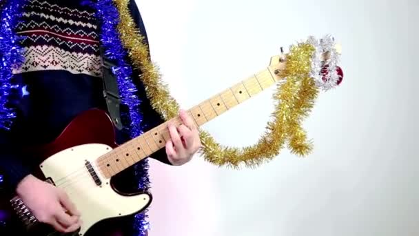 Chiristmas gitara gracz — Wideo stockowe