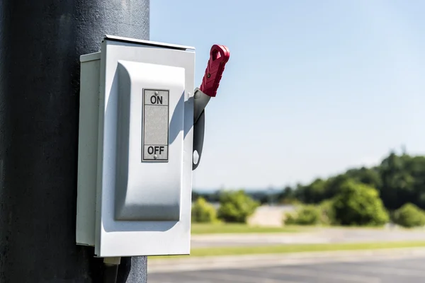 ON OFF Lever On Utility Pole With Copy Space — Stock Photo, Image