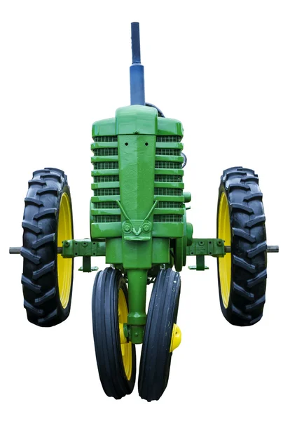 Viejo tractor verde aislado en blanco — Foto de Stock