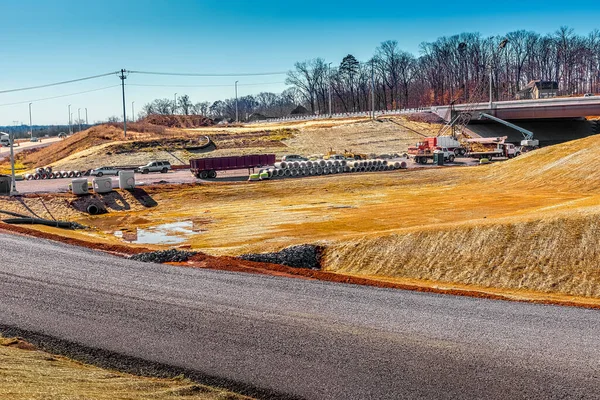 Imagem Horizontal Uma Nova Estrada Construção Tennessee — Fotografia de Stock