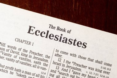 Ecclesiastes kitabının başlık sayfasının Macro fotoğrafı.