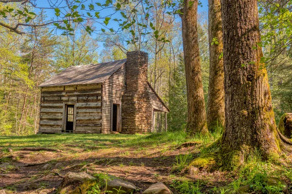 Οριζόντια Λήψη Καμπίνας Πρωτοπόρου Στο Cades Cove Στο Εθνικό Πάρκο — Φωτογραφία Αρχείου