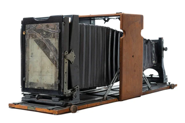 Folmer Schwing 120 Yıl Önce Ürettiği Cam Plakalı Kameranın Dikey — Stok fotoğraf