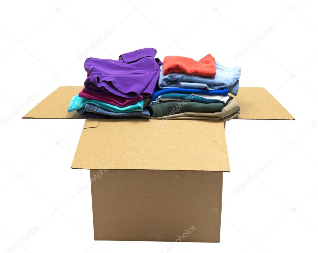 Neatly Folded Clothes In Box Isolated On White