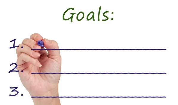 Hand Writing Goals On White — Stock Photo, Image