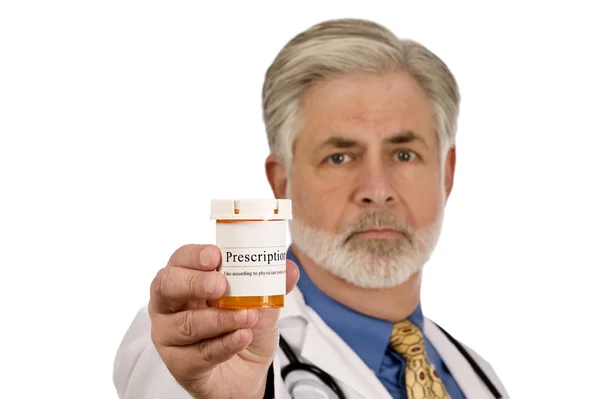 Doctor With Prescription Medication Bottle — Stock Photo, Image