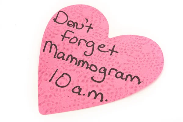 Prevenir el cáncer de mama en forma de corazón Recordatorio de mamografía —  Fotos de Stock