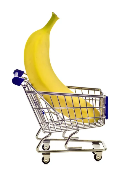 Big Banana In Little Shopping Cart — Stock Photo, Image