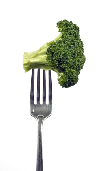 Delicious Broccoli On A Fork Ready To Eat — Stock Photo, Image