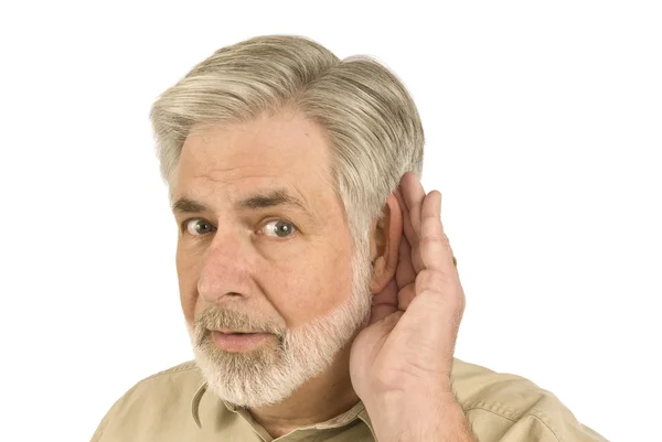 Senior mannen hörselskadade Stockbild