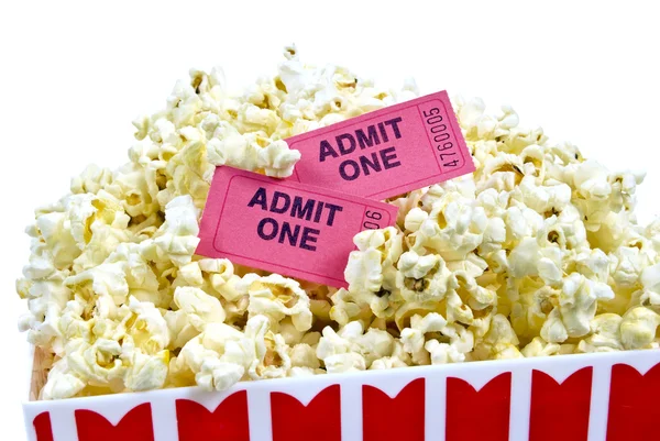 Popcorn With Tickets — Stock Photo, Image