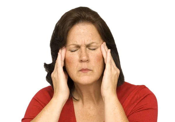 Woman With Stress Headache And Tiredness — Stock Photo, Image