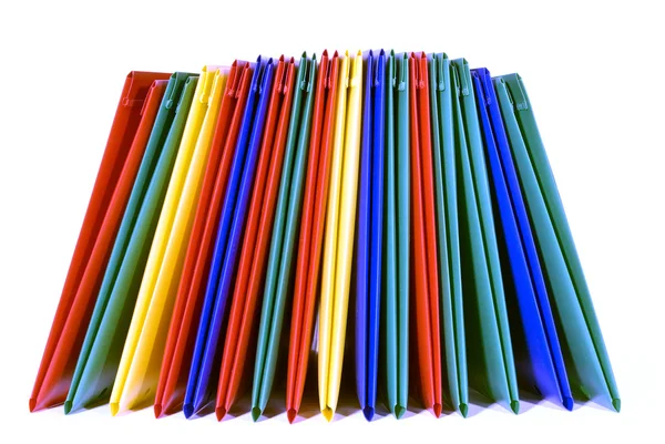 Multi Colored Plastic File Folders Lined Up — Stock Photo, Image