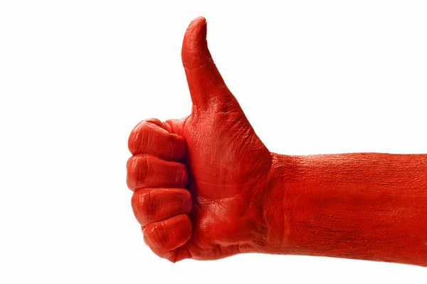 Bright Red Hand Giving A Thumbs Up — Stock Photo, Image