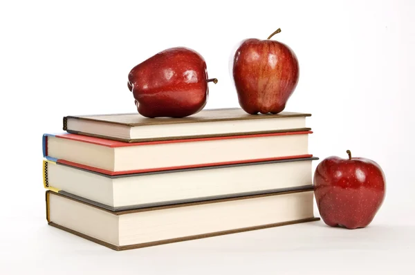 Big Stack Of Books With Apples — Stock Photo, Image