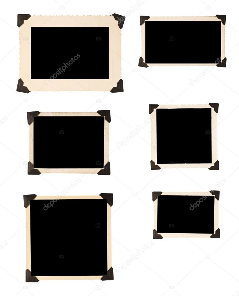 Six Old Photo Frames With Black Corners