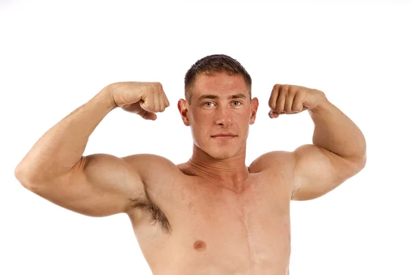 Flexing His Big Muscles — Stock Photo, Image