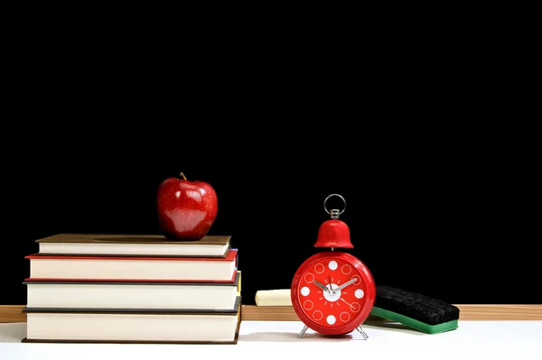 Great Time For School Concept With Stack Of Books Clock And More — Stock Photo, Image