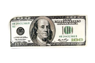 Yüz dolarlık banknot kıvrılmış köşeli