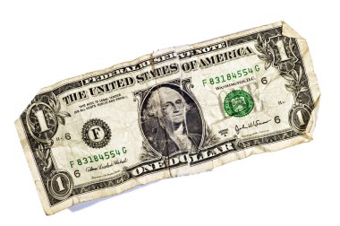 Yıpranmış yırtılmış ve bize dolar fatura bantlanmış